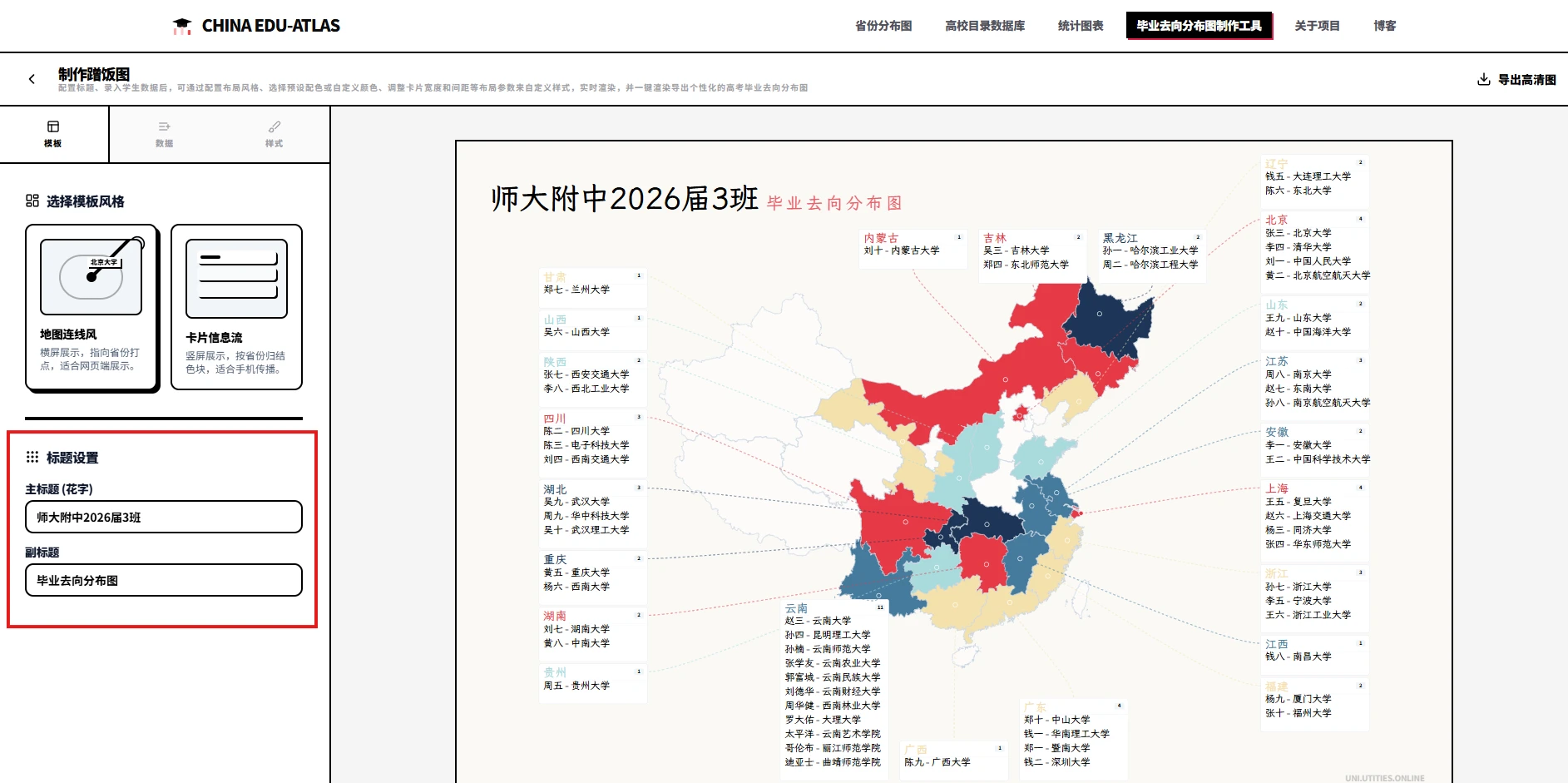 在标题设置中修改要制作的蹭饭图的标题信息
